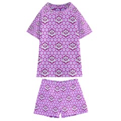 Paulownia Flowers Japanese Style Kids  Swim Tee And Shorts Set