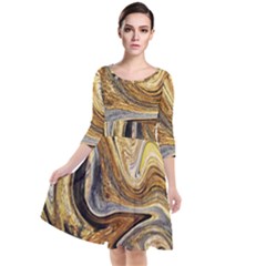 Abstract Acrylic Art Artwork Quarter Sleeve Waist Band Dress