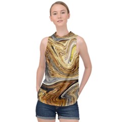 Abstract Acrylic Art Artwork High Neck Satin Top by Pakrebo