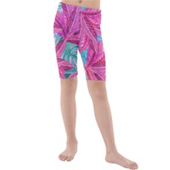 Leaves Tropical Reason Stamping Kids  Mid Length Swim Shorts by Pakrebo