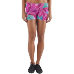 Leaves Tropical Reason Stamping Yoga Shorts by Pakrebo