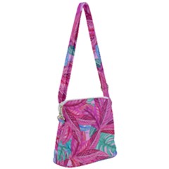 Leaves Tropical Reason Stamping Zipper Messenger Bag