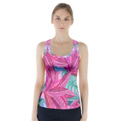 Leaves Tropical Reason Stamping Racer Back Sports Top by Pakrebo