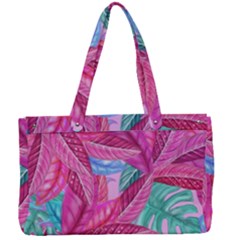 Leaves Tropical Reason Stamping Canvas Work Bag by Pakrebo