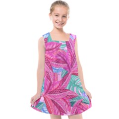 Leaves Tropical Reason Stamping Kids  Cross Back Dress