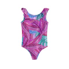 Leaves Tropical Reason Stamping Kids  Frill Swimsuit