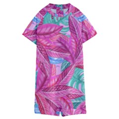 Leaves Tropical Reason Stamping Kids  Boyleg Half Suit Swimwear