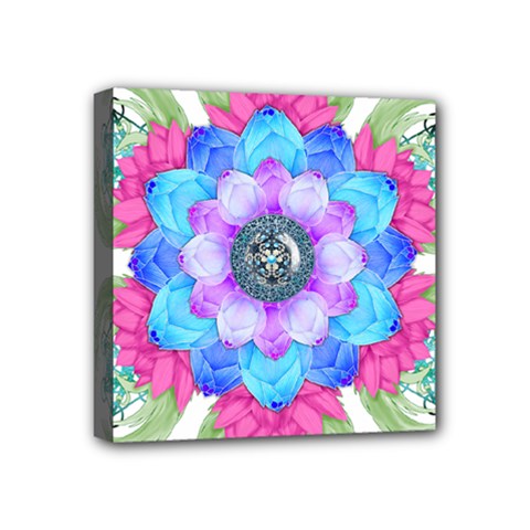 Lotus Flower Bird Metatron s Cube Mini Canvas 4  X 4  (stretched) by Pakrebo