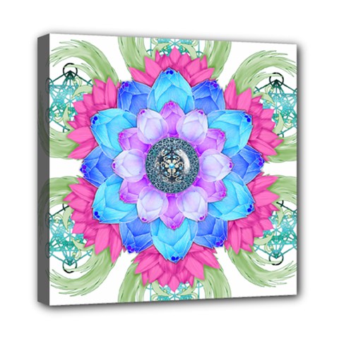 Lotus Flower Bird Metatron s Cube Mini Canvas 8  X 8  (stretched) by Pakrebo