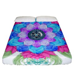 Lotus Flower Bird Metatron s Cube Fitted Sheet (queen Size) by Pakrebo