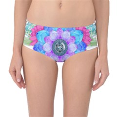 Lotus Flower Bird Metatron s Cube Mid-waist Bikini Bottoms by Pakrebo