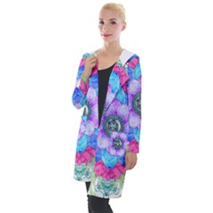 Lotus Flower Bird Metatron s Cube Hooded Pocket Cardigan