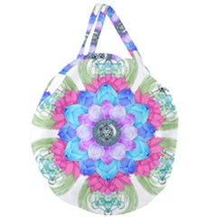 Lotus Flower Bird Metatron s Cube Giant Round Zipper Tote by Pakrebo