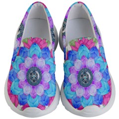 Lotus Flower Bird Metatron s Cube Kids  Lightweight Slip Ons