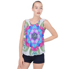 Lotus Flower Bird Metatron s Cube Bubble Hem Chiffon Tank Top