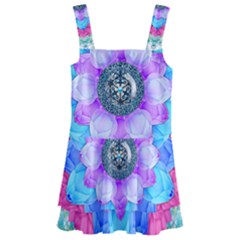 Lotus Flower Bird Metatron s Cube Kids  Layered Skirt Swimsuit