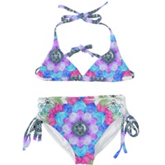 Lotus Flower Bird Metatron s Cube Kids  Classic Bikini Set