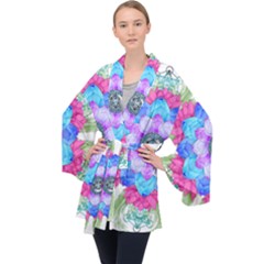 Lotus Flower Bird Metatron s Cube Velvet Kimono Robe