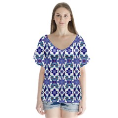 Ml 163 V-neck Flutter Sleeve Top by ArtworkByPatrick