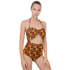 Ml 164 Scallop Top Cut Out Swimsuit