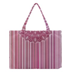 Cranberry Striped Mandala - Medium Tote Bag by WensdaiAmbrose