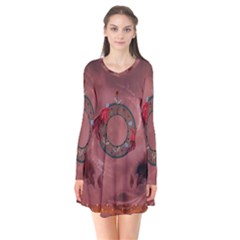 Wonderful Dream Catcher Long Sleeve V-neck Flare Dress by FantasyWorld7