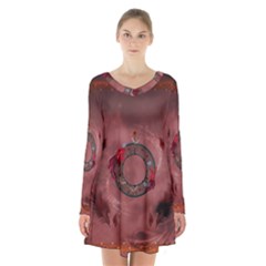 Wonderful Dream Catcher Long Sleeve Velvet V-neck Dress by FantasyWorld7