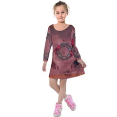 Wonderful Dream Catcher Kids  Long Sleeve Velvet Dress by FantasyWorld7