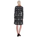 Black And White Ethnic Design Print Long Sleeve Velvet Front Wrap Dress View2