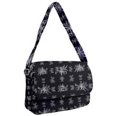 Black And White Ethnic Design Print Courier Bag by dflcprintsclothing