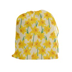 Yellow Daffodils Pattern Drawstring Pouch (xl) by Valentinaart