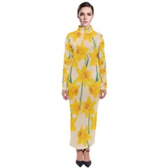 Yellow Daffodils Pattern Turtleneck Maxi Dress by Valentinaart