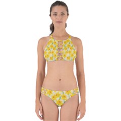 Yellow Daffodils Pattern Perfectly Cut Out Bikini Set by Valentinaart