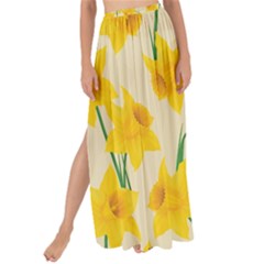 Yellow Daffodils Pattern Maxi Chiffon Tie-up Sarong by Valentinaart