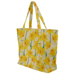 Yellow Daffodils Pattern Zip Up Canvas Bag