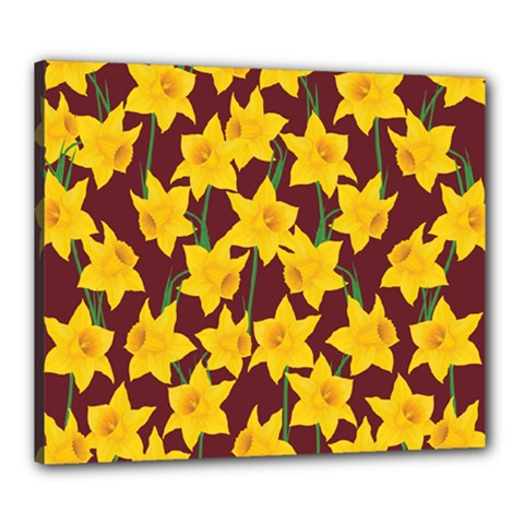 Yellow Daffodils Pattern Canvas 24  X 20  (stretched)