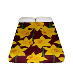 Yellow Daffodils Pattern Fitted Sheet (full/ Double Size) by Valentinaart