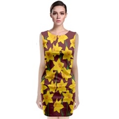 Yellow Daffodils Pattern Classic Sleeveless Midi Dress