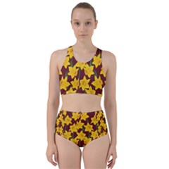 Yellow Daffodils Pattern Racer Back Bikini Set by Valentinaart