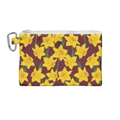 Yellow Daffodils Pattern Canvas Cosmetic Bag (medium) by Valentinaart