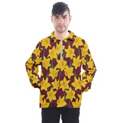 Yellow Daffodils Pattern Men s Half Zip Pullover by Valentinaart