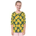 Yellow Daffodils Pattern Kids  Quarter Sleeve Raglan Tee View1