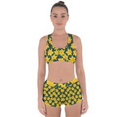 Yellow Daffodils Pattern Racerback Boyleg Bikini Set by Valentinaart