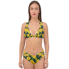 Yellow Daffodils Pattern Double Strap Halter Bikini Set by Valentinaart