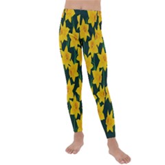 Yellow Daffodils Pattern Kids  Lightweight Velour Leggings by Valentinaart