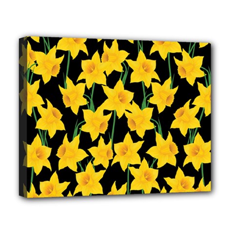 Yellow Daffodils Pattern Deluxe Canvas 20  X 16  (stretched)