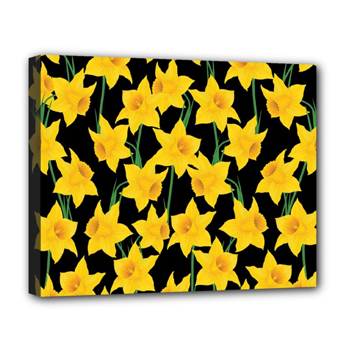 Yellow Daffodils Pattern Deluxe Canvas 20  x 16  (Stretched)