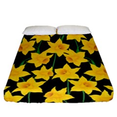 Yellow Daffodils Pattern Fitted Sheet (queen Size) by Valentinaart