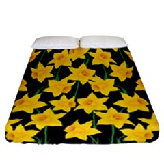 Yellow Daffodils Pattern Fitted Sheet (california King Size) by Valentinaart