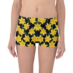 Yellow Daffodils Pattern Reversible Boyleg Bikini Bottoms by Valentinaart